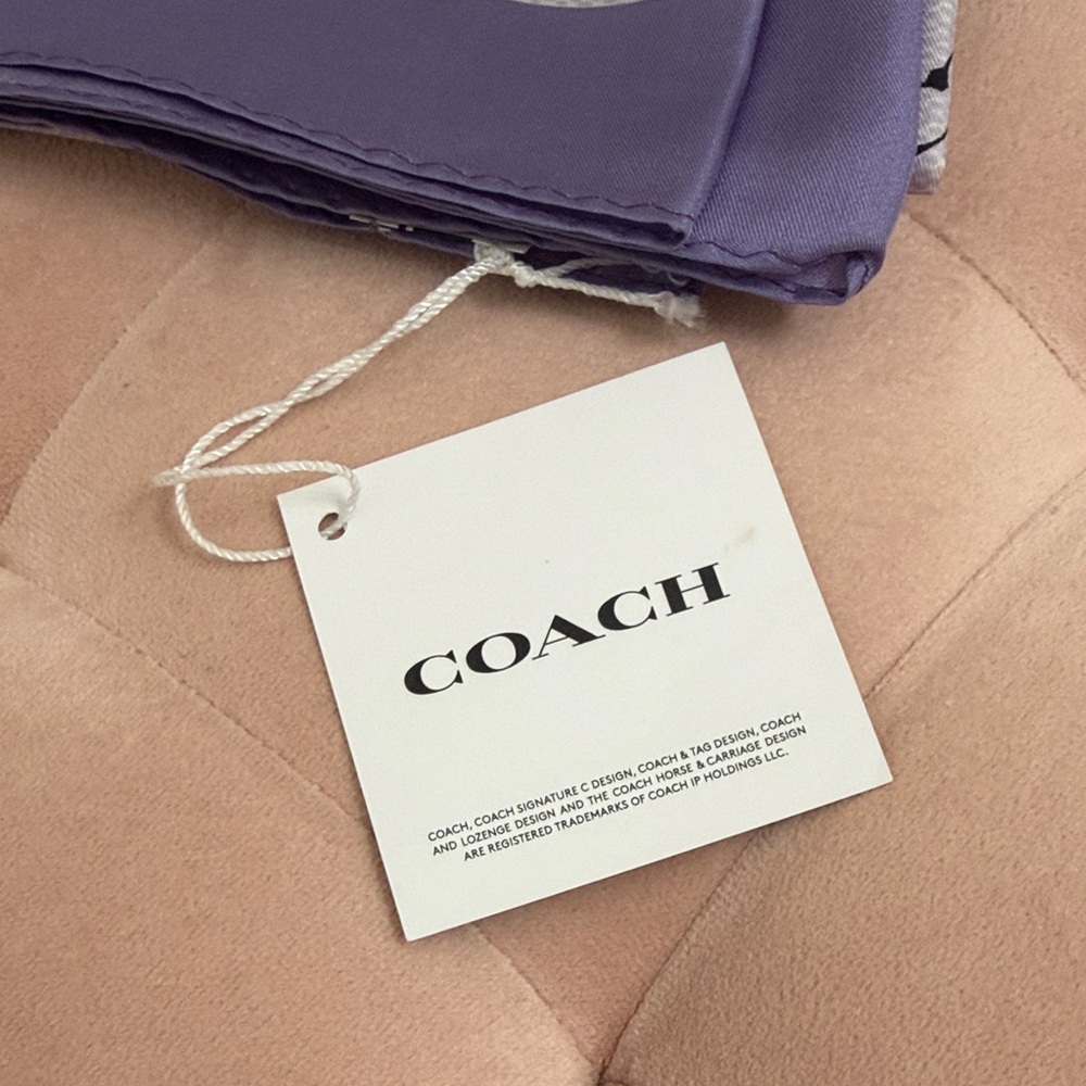 Coach Light Violet Tea Rose Large Square Silk Scarf - Picture 3 of 8